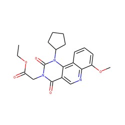 CCOC(=O)Cn1c(=O)c2cnc3c(OC)cccc3c2n(C2CCCC2)c1=O ZINC000117803727