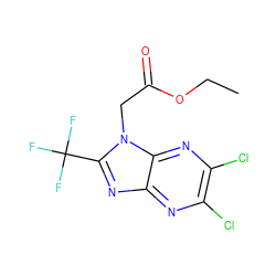 CCOC(=O)Cn1c(C(F)(F)F)nc2nc(Cl)c(Cl)nc21 ZINC000001659789