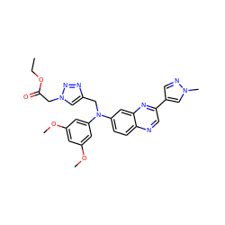 CCOC(=O)Cn1cc(CN(c2cc(OC)cc(OC)c2)c2ccc3ncc(-c4cnn(C)c4)nc3c2)nn1 ZINC000219335445