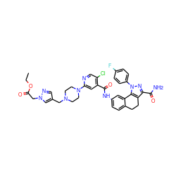 CCOC(=O)Cn1cc(CN2CCN(c3cc(C(=O)Nc4ccc5c(c4)-c4c(c(C(N)=O)nn4-c4ccc(F)cc4)CC5)c(Cl)cn3)CC2)cn1 ZINC000072122186