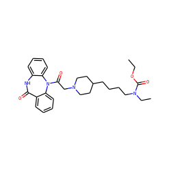 CCOC(=O)N(CC)CCCCC1CCN(CC(=O)N2c3ccccc3NC(=O)c3ccccc32)CC1 ZINC000027889326