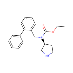 CCOC(=O)N(Cc1ccccc1-c1ccccc1)[C@H]1CCNC1 ZINC000040915562