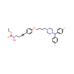 CCOC(=O)N(O)CCC#Cc1ccc(OCCCCN2CCN(C(c3ccc(F)cc3)c3ccc(F)cc3)CC2)cc1 ZINC000028122326