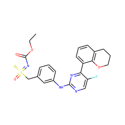 CCOC(=O)N=[S@](C)(=O)Cc1cccc(Nc2ncc(F)c(-c3cccc4c3OCCC4)n2)c1 ZINC000219860127