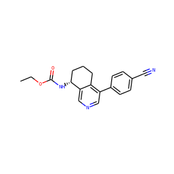 CCOC(=O)N[C@@H]1CCCc2c(-c3ccc(C#N)cc3)cncc21 ZINC000205706743