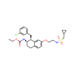 CCOC(=O)N[C@@H]1CCc2ccc(OCCNS(=O)(=O)CC3CC3)cc2[C@@H]1Cc1cccc(Cl)c1 ZINC000088261143