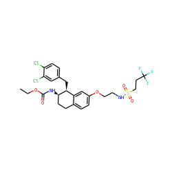 CCOC(=O)N[C@@H]1CCc2ccc(OCCNS(=O)(=O)CCC(F)(F)F)cc2[C@@H]1Cc1ccc(Cl)c(Cl)c1 ZINC000202734644