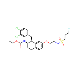 CCOC(=O)N[C@@H]1CCc2ccc(OCCNS(=O)(=O)CCCF)cc2[C@@H]1Cc1ccc(Cl)c(Cl)c1 ZINC000202733388