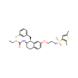 CCOC(=O)N[C@@H]1CCc2ccc(OCCNS(=O)(=O)c3cc(C)sc3C)cc2[C@@H]1Cc1cccc(Cl)c1 ZINC000202732627