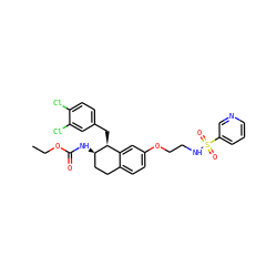 CCOC(=O)N[C@@H]1CCc2ccc(OCCNS(=O)(=O)c3cccnc3)cc2[C@@H]1Cc1ccc(Cl)c(Cl)c1 ZINC000202731734