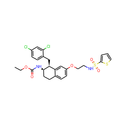 CCOC(=O)N[C@@H]1CCc2ccc(OCCNS(=O)(=O)c3cccs3)cc2[C@@H]1Cc1ccc(Cl)cc1Cl ZINC000202735047