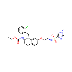 CCOC(=O)N[C@@H]1CCc2ccc(OCCNS(=O)(=O)c3cn(C)cn3)cc2[C@@H]1Cc1ccccc1Cl ZINC000202732215