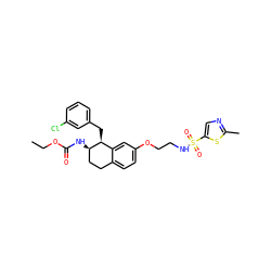 CCOC(=O)N[C@@H]1CCc2ccc(OCCNS(=O)(=O)c3cnc(C)s3)cc2[C@@H]1Cc1cccc(Cl)c1 ZINC000221592871