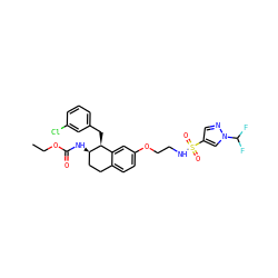 CCOC(=O)N[C@@H]1CCc2ccc(OCCNS(=O)(=O)c3cnn(C(F)F)c3)cc2[C@@H]1Cc1cccc(Cl)c1 ZINC000202734267