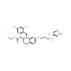 CCOC(=O)N[C@@H]1CCc2ccc(OCCNS(=O)(=O)c3cnn(C)c3)cc2[C@@H]1Cc1ccc(Cl)cc1Cl ZINC000202731513