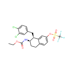 CCOC(=O)N[C@@H]1CCc2ccc(OS(=O)(=O)C(F)(F)F)cc2[C@@H]1Cc1ccc(Cl)c(Cl)c1 ZINC000143211340