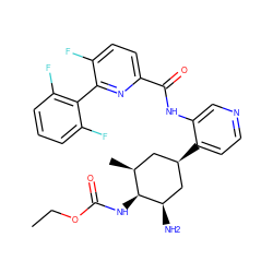 CCOC(=O)N[C@H]1[C@@H](C)C[C@@H](c2ccncc2NC(=O)c2ccc(F)c(-c3c(F)cccc3F)n2)C[C@H]1N ZINC000149229374