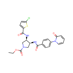 CCOC(=O)N1C[C@H](NC(=O)c2ccc(-n3ccccc3=O)cc2)[C@H](NC(=O)c2ccc(Cl)s2)C1 ZINC000028826215