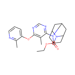 CCOC(=O)N1C2CC3CC1CC(C2)N3c1ncnc(Oc2cccnc2C)c1C ZINC000095596337