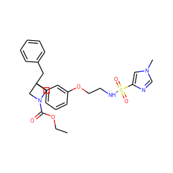 CCOC(=O)N1CC(Cc2ccccc2)(c2cccc(OCCNS(=O)(=O)c3cn(C)cn3)c2)C1 ZINC000114244273