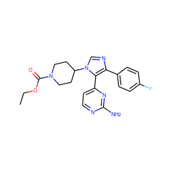 CCOC(=O)N1CCC(n2cnc(-c3ccc(F)cc3)c2-c2ccnc(N)n2)CC1 ZINC000026725970