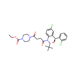 CCOC(=O)N1CCN(C(=O)CCC(=O)N(CC(C)(C)C)c2ccc(Cl)cc2[C@H](O)c2ccccc2Cl)CC1 ZINC000066079332