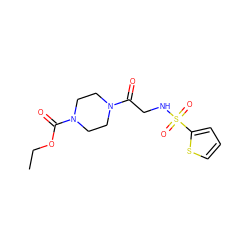 CCOC(=O)N1CCN(C(=O)CNS(=O)(=O)c2cccs2)CC1 ZINC000003894690