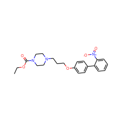 CCOC(=O)N1CCN(CCCOc2ccc(-c3ccccc3[N+](=O)[O-])cc2)CC1 ZINC000013859966