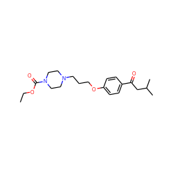 CCOC(=O)N1CCN(CCCOc2ccc(C(=O)CC(C)C)cc2)CC1 ZINC000013444688