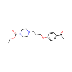 CCOC(=O)N1CCN(CCCOc2ccc(C(C)=O)cc2)CC1 ZINC000013444676