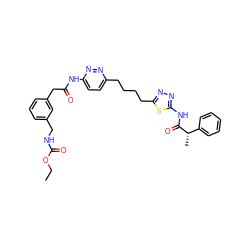 CCOC(=O)NCc1cccc(CC(=O)Nc2ccc(CCCCc3nnc(NC(=O)[C@@H](C)c4ccccc4)s3)nn2)c1 ZINC000169698474