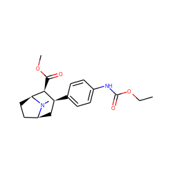 CCOC(=O)Nc1ccc([C@H]2C[C@H]3CC[C@@H]([C@H]2C(=O)OC)N3C)cc1 ZINC000036177151