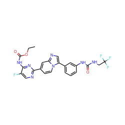 CCOC(=O)Nc1nc(-c2ccn3c(-c4cccc(NC(=O)NCC(F)(F)F)c4)cnc3c2)ncc1F ZINC000169704759