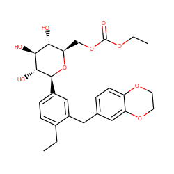 CCOC(=O)OC[C@H]1O[C@@H](c2ccc(CC)c(Cc3ccc4c(c3)OCCO4)c2)[C@H](O)[C@@H](O)[C@@H]1O ZINC000148925188