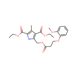 CCOC(=O)c1[nH]c(COC(=O)CCOc2ccccc2OC)c(C(=O)OCC)c1C ZINC000008672669