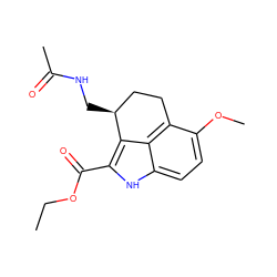 CCOC(=O)c1[nH]c2ccc(OC)c3c2c1[C@@H](CNC(C)=O)CC3 ZINC000013762991