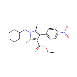 CCOC(=O)c1c(-c2ccc([N+](=O)[O-])cc2)c(C)n(CC2CCCCC2)c1C ZINC000082157699