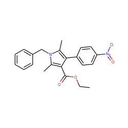 CCOC(=O)c1c(-c2ccc([N+](=O)[O-])cc2)c(C)n(Cc2ccccc2)c1C ZINC000034034448