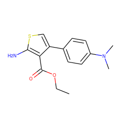 CCOC(=O)c1c(-c2ccc(N(C)C)cc2)csc1N ZINC000037902530