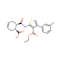 CCOC(=O)c1c(-c2cccc(C)c2)csc1NC(=O)[C@@H]1CC=CC[C@@H]1C(=O)O ZINC000004647123