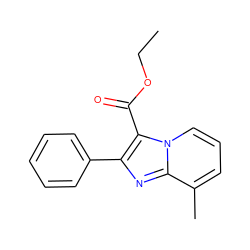 CCOC(=O)c1c(-c2ccccc2)nc2c(C)cccn12 ZINC000001385262