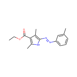 CCOC(=O)c1c(C)[nH]c(N=Nc2cccc(C)c2)c1C ZINC000253915813