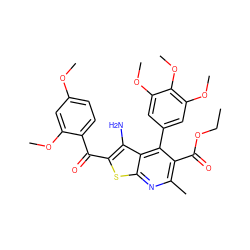 CCOC(=O)c1c(C)nc2sc(C(=O)c3ccc(OC)cc3OC)c(N)c2c1-c1cc(OC)c(OC)c(OC)c1 ZINC000223408956