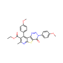 CCOC(=O)c1c(C)nc2sc3c(=O)n(-c4ccc(OC)cc4)nnc3c2c1-c1ccc(OC)cc1 ZINC000000643011