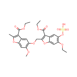 CCOC(=O)c1c(C)oc2cc(OC)c(OCc3oc4cc(OCC)c(OS(=O)(=O)O)cc4c3C(=O)OCC)cc12 ZINC000169341858