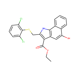 CCOC(=O)c1c(CSc2c(Cl)cccc2Cl)[nH]c2c1cc(O)c1ccccc12 ZINC000653703163