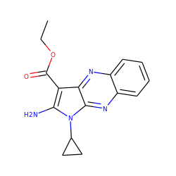 CCOC(=O)c1c(N)n(C2CC2)c2nc3ccccc3nc12 ZINC000000090141