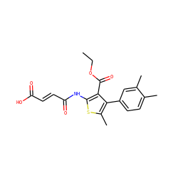 CCOC(=O)c1c(NC(=O)/C=C/C(=O)O)sc(C)c1-c1ccc(C)c(C)c1 ZINC000002759031