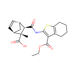 CCOC(=O)c1c(NC(=O)[C@@H]2[C@H]3C=C[C@@H](C3)[C@@]2(C)C(=O)O)sc2c1CCCC2 ZINC000100285260