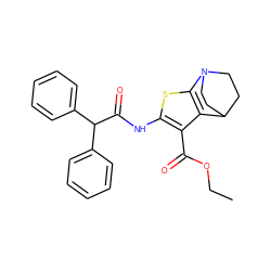 CCOC(=O)c1c(NC(=O)C(c2ccccc2)c2ccccc2)sc2c1C1CCN2CC1 ZINC000002867354